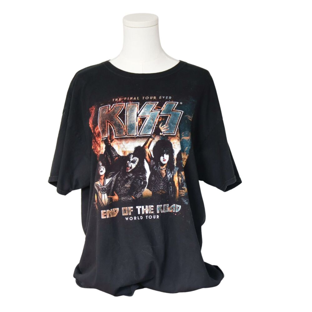 KISS End of the Road World Tour Band Tee Large Black Graphic Concert T-Shirt